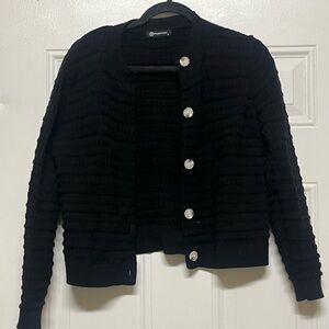 Black Button-Front Knit Sweater (Women)